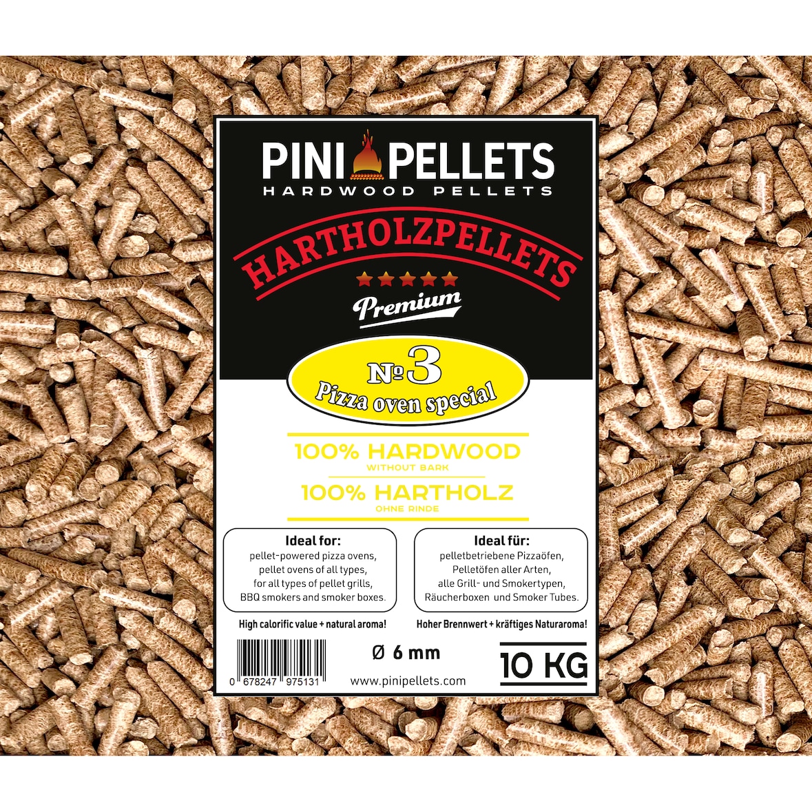 10 kg Hardhout pellets PINI No. 3 Pizzaoven Special voor pelletgestuurde pizzaovens grillpellets