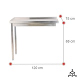 thumbnail of Romux® Auslauftisch Links für Haubenspülmaschine aus Edelstahl 800x750x880 mm | Industrieller Spültische | Professionelle Spülbecken