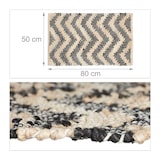 thumbnail of Relaxdays Läufer, Baumwolle & Jute, 50 x 80 cm, rutschfest, handgewebt, Teppich Flur, Küche, Zickzack, beige/schwarz