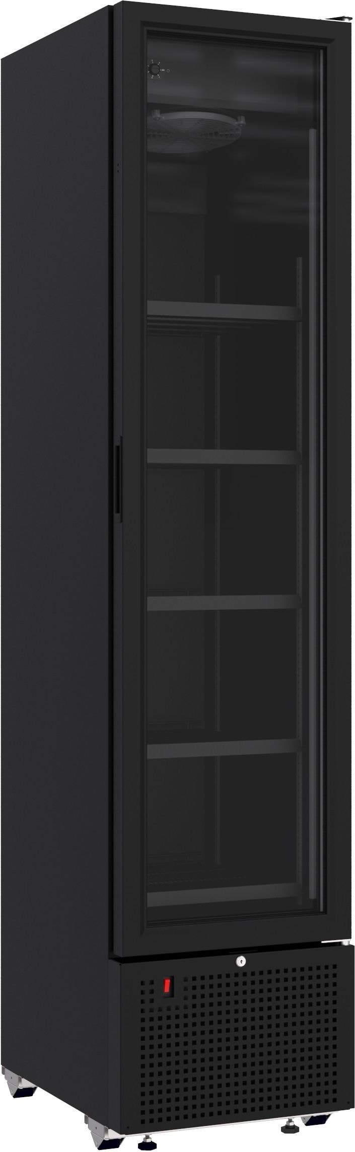 Mobiler Kühlschrank mit 1 Glastür Getränkekühlschrank Gastro 332 L +4/10°C ISO 38 mm Schwarz