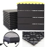 thumbnail of WPC Bodenfliese Rhone, Holzoptik Balkon/Terrasse, 11x je 30x30cm = 1qm ~ Premium, anthrazit linear