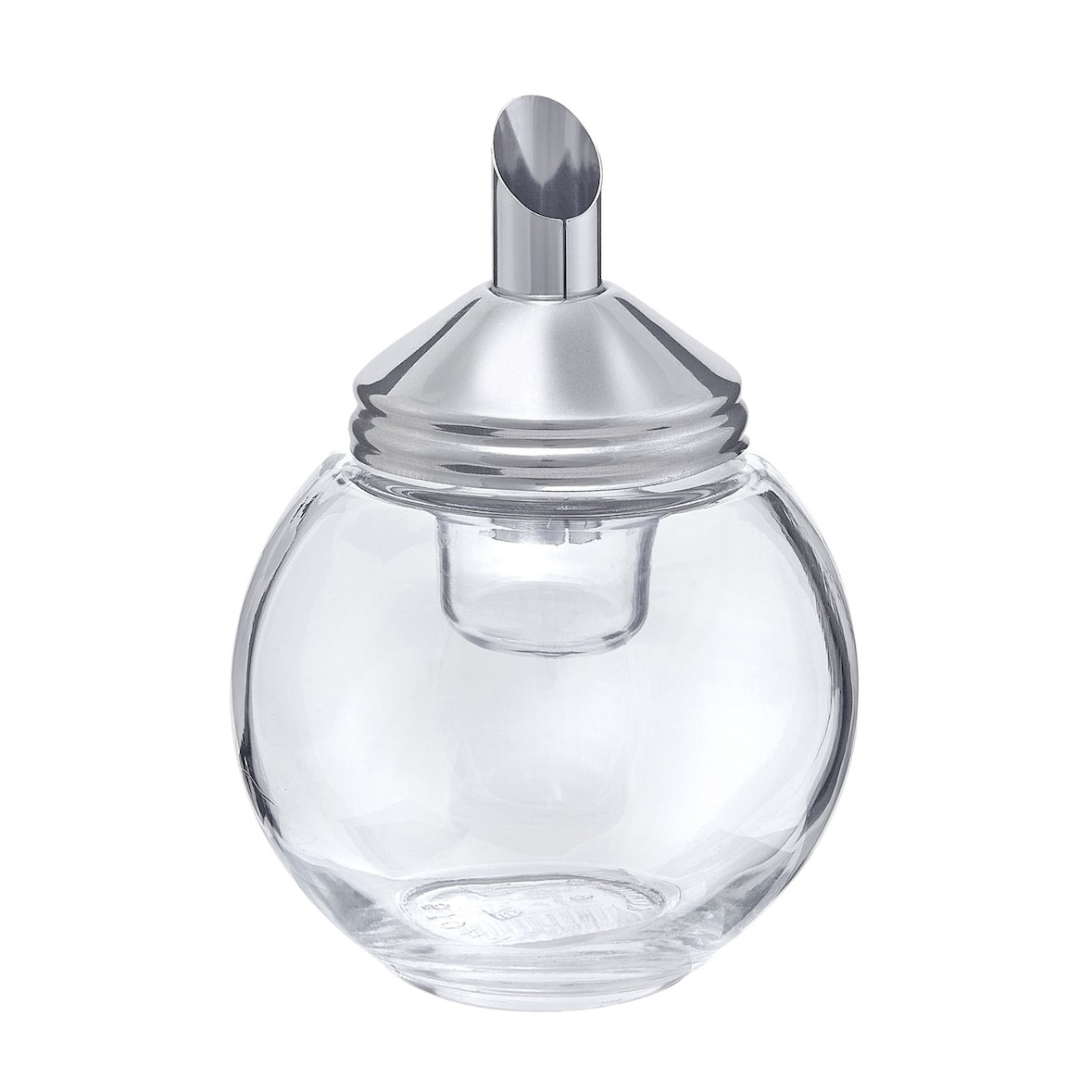 Fmprofessional Zuccheriera da cucina, dispenser per zucchero da 280 ml, vetro e acciaio inox, dimensioni Ø8 cm circa