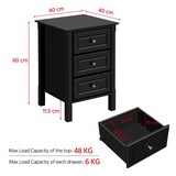 thumbnail of Yaheetech Nachtschrank Nachtkommode Boxspringbett Nachttisch mit 3 Schublade Holz Sofatisch Beistelltisch 60cm hoch, Schwarz