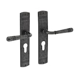 thumbnail of Schildgarnitur Türbeschlag Antik Grau Türdrücker Langschild Profilzylinder 8-72mm