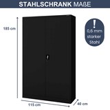 thumbnail of Aktenschrank abschließbar KADO - 5 Ebenen, Flügeltüren | Metallschrank Werkstatt Büroschrank aus Stahl Werkzeugschrank, 185x115x40cm Schwarz