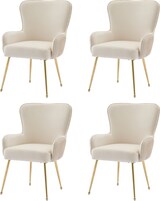 thumbnail of Esszimmerstuhl 4er Set Samt Beige+Gold mit Armlehnen, Lendenstütze und verstellbaren Metallfüßen – Komfortabel und elegant, 83x57x53 cm