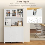 thumbnail of HOMCOM alacena de cocina moderno mueble auxiliar de cocina con 5 puertas estante ajustable cajón y encimera de microondas abierta 100x40x180 cm blanco