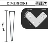 thumbnail of BERLINTABLES Premium Tischbeine 4 Stück Set 91cm Schwarz massiv Stahl|Tischgestell Hairpin Legs 3 Streben Metall Tischfüße Büro/Schreibtisch/Esstisch