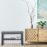 thumbnail of Relaxdays Schuhbank, 1 Ablage, Schuhregal mit Sitzfläche, gepolstert, HBT 50,5 x 81 x 32 cm, Sitzbank Flur, schwarz/grau