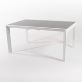 thumbnail of Mesa de exterior extensible 160/210 cm, Estructura de aluminio color blanco, Cristal mate, grueso y templado color taupé