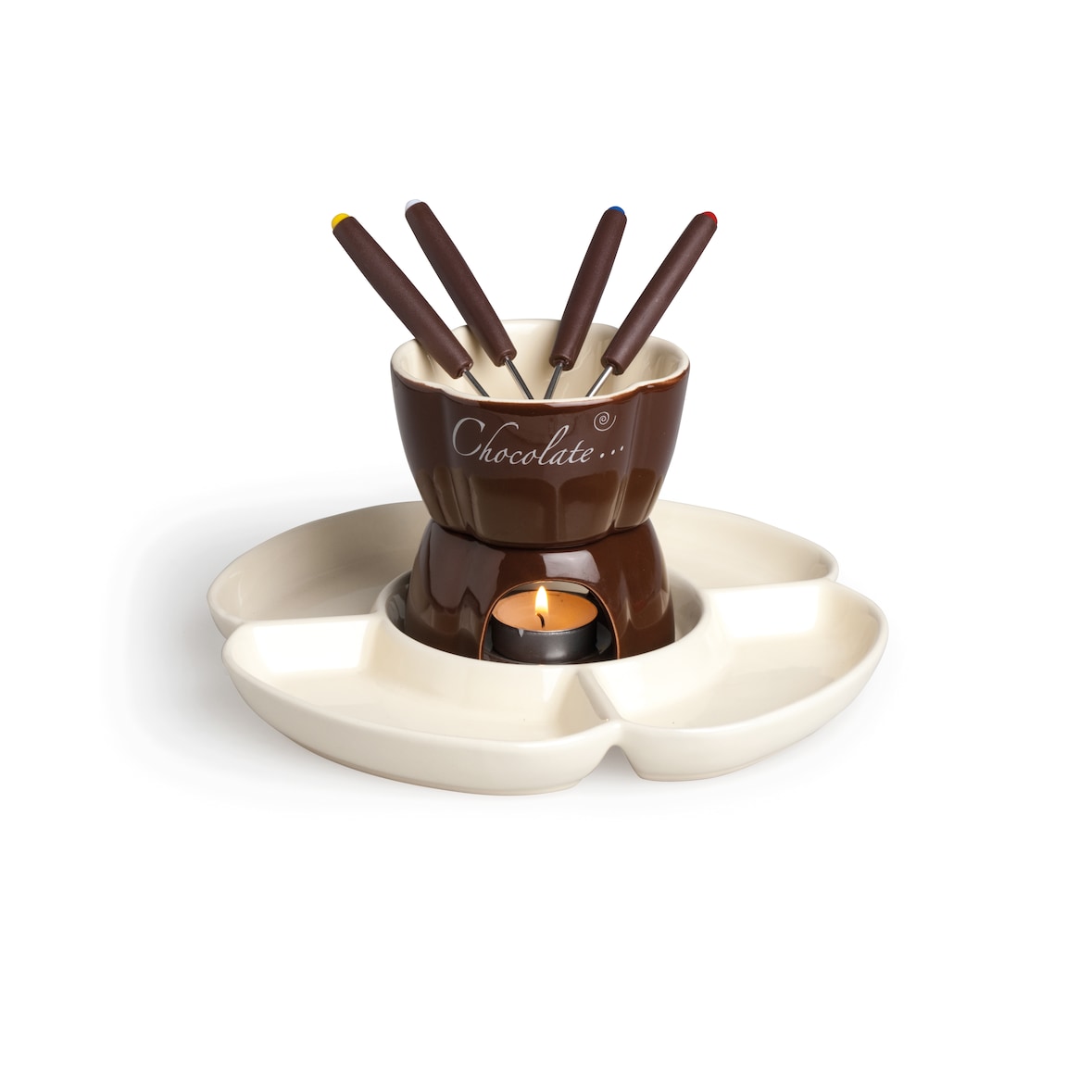Excelsa Fondue Set Chocolate Keramik 25,5X25,5X16,5 Cm Brown