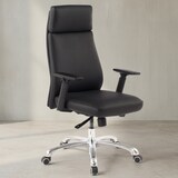 thumbnail of Bürostuhl PORTO Echt-Leder Schwarz ergonomisch mit Kopfstütze, Design Chefsessel Schreibtischstuhl ergonomisch mit Wippfunktion, Drehstuhl mit