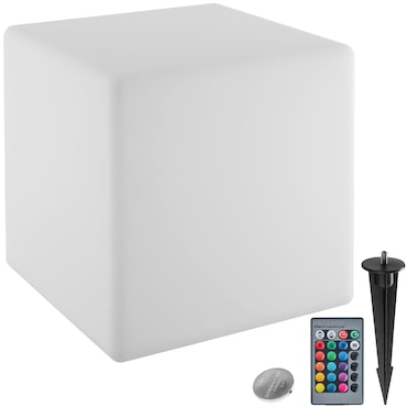 tectake Cubo luminoso LUMINOUS CUBE, LED com comando à distância - S (35 x 35 x 35 cm) branco