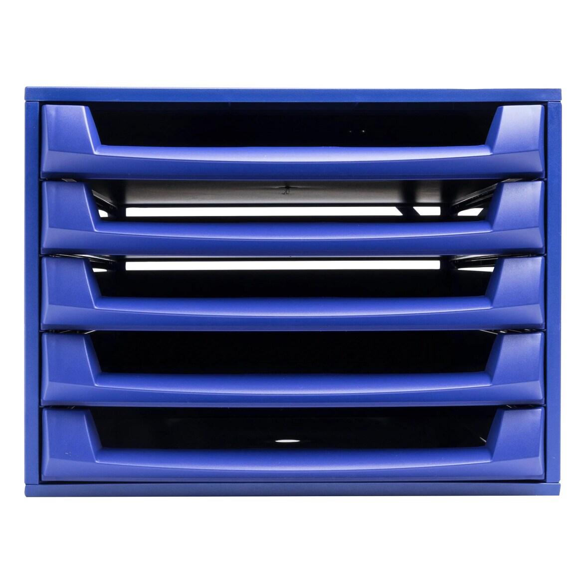 Exacompta - Réf. 221101D - THE BOX - Caisson 5 tiroirs ouverts  -  Dimensions extérieures : Prof. 38,70 x l 28,4 x H 21,8 cm - Bleu cobalt