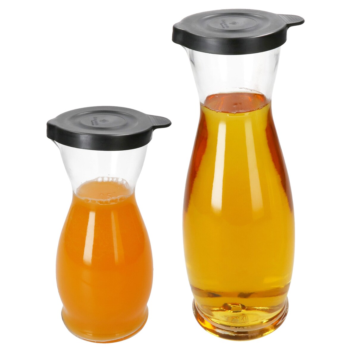 2x MIA MISURA Wein-Karaffe mit Deckel schwarz 0,5L & 1L geeicht Glas-Krug Saft