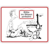 thumbnail of WC-Schild, Bitte im Sitzen pinkeln, 120 x 150 mm - 150x120x0.45 mm Aluminium geprägt