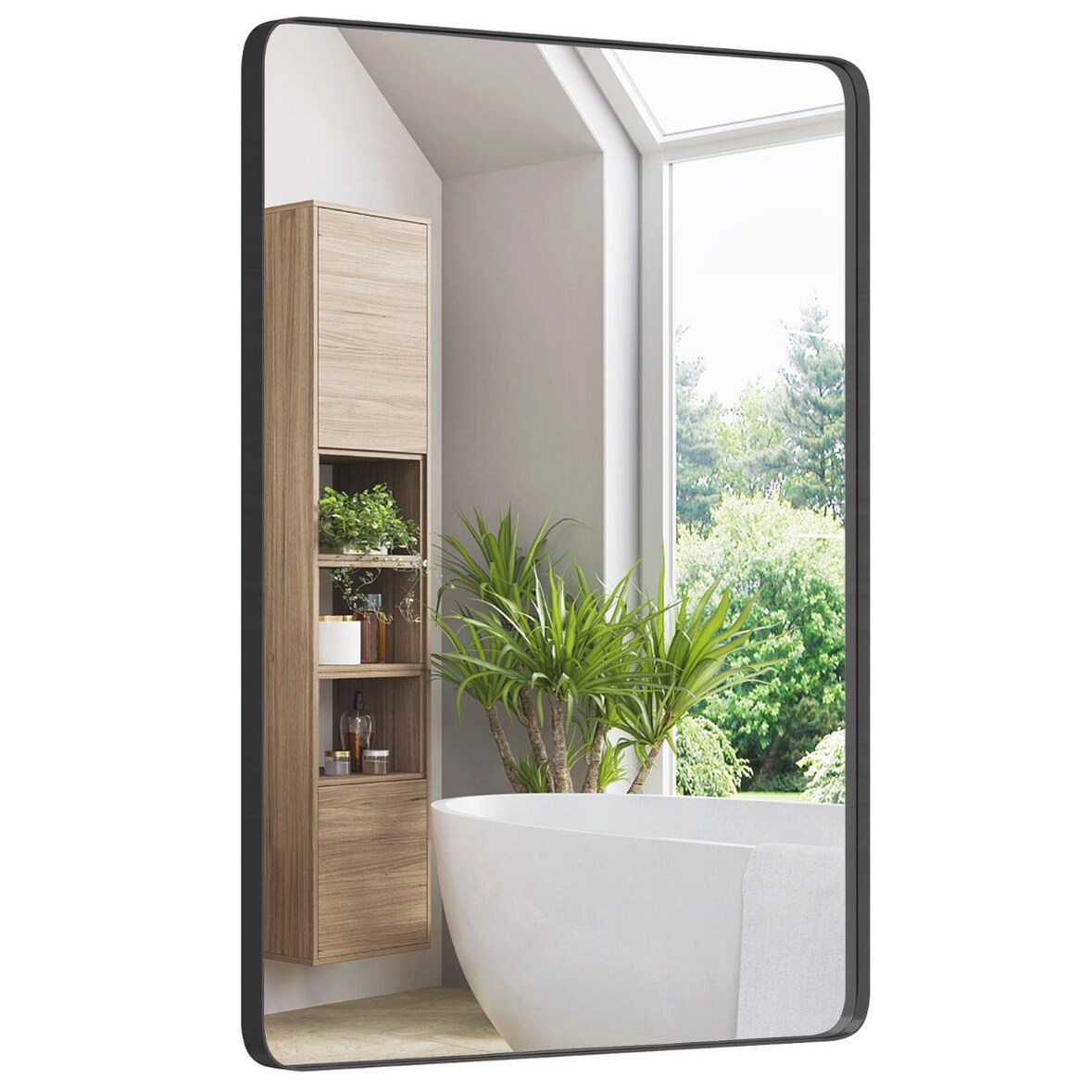 Helloshop26 - Miroir mural 76,5 x 56 cm pour salle de bain miroir mural de courtoisie rectangulaire cadre en métal robuste 20_0008912