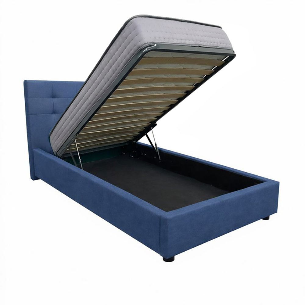 Letto contenitore singolo 80x190 cm con rete ortopedica a doghe, tessuto Enjoy, made in Italy - 57 Pacific