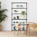 thumbnail of Relaxdays Blumenregal, 6 Ablagen, Blumen- & Pflanzentöpfe, Metall & Kunststoff, HBT: 174x91x28 cm, Kräuterregal, schwarz