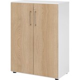 thumbnail of bümö Aktenschrank abschließbar, Büroschrank Holz 80cm breit in Weiß/Eiche - abschließbarer Schrank mit Aktenregal für's Büro & Arbeitszimmer, Büro