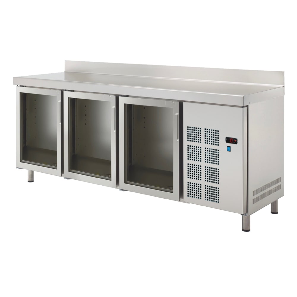 Mesa fria gn 1/1 3 portas de vidro - 1800x700x850 mm - 220 W 230/1V - 73548609 Eurast