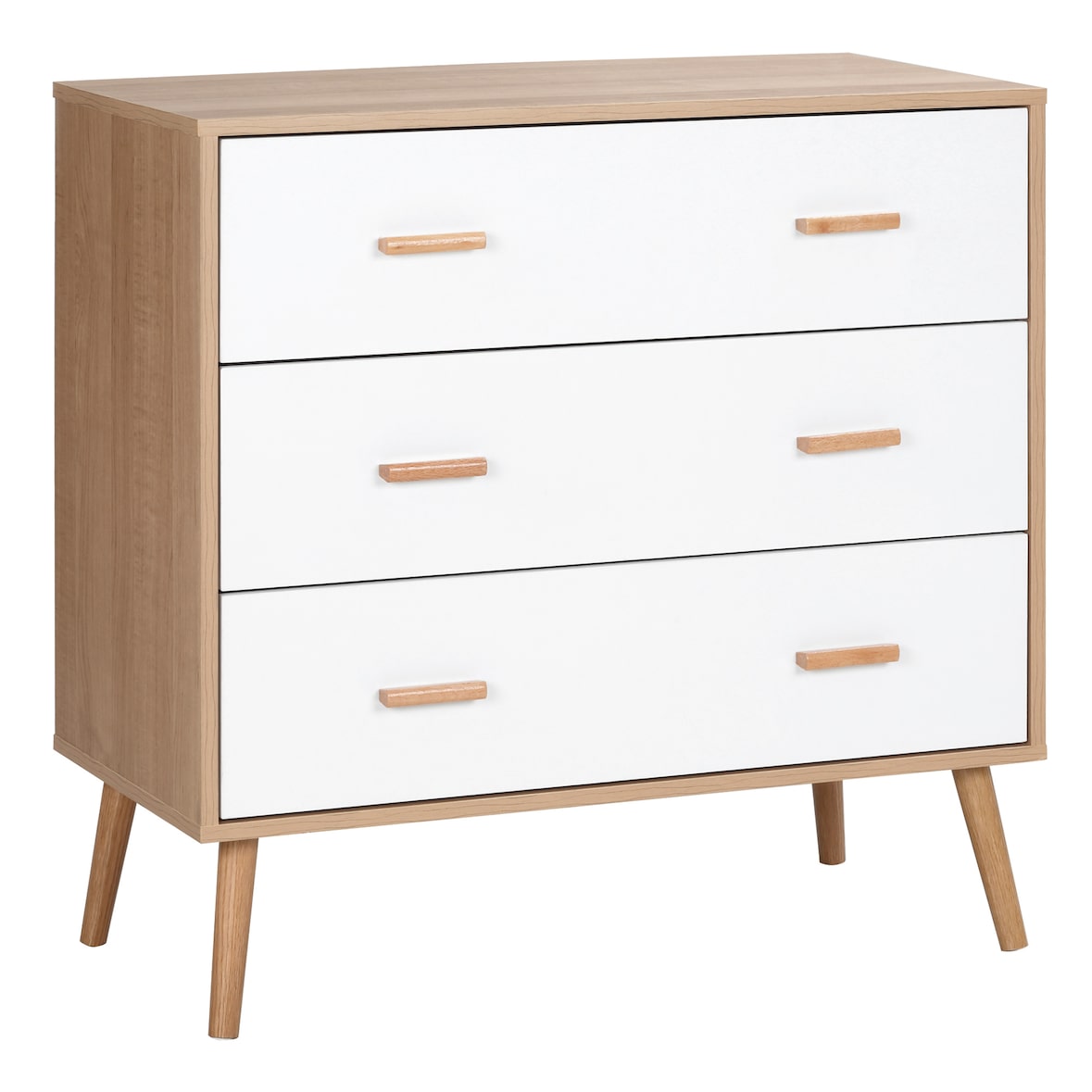 Cómoda de Madera con 3 Cajones Cajonera Armario Auxiliar de Almacenamiento Moderna con Patas Elevadas para Dormitorio Salón 80x39x80 cm
