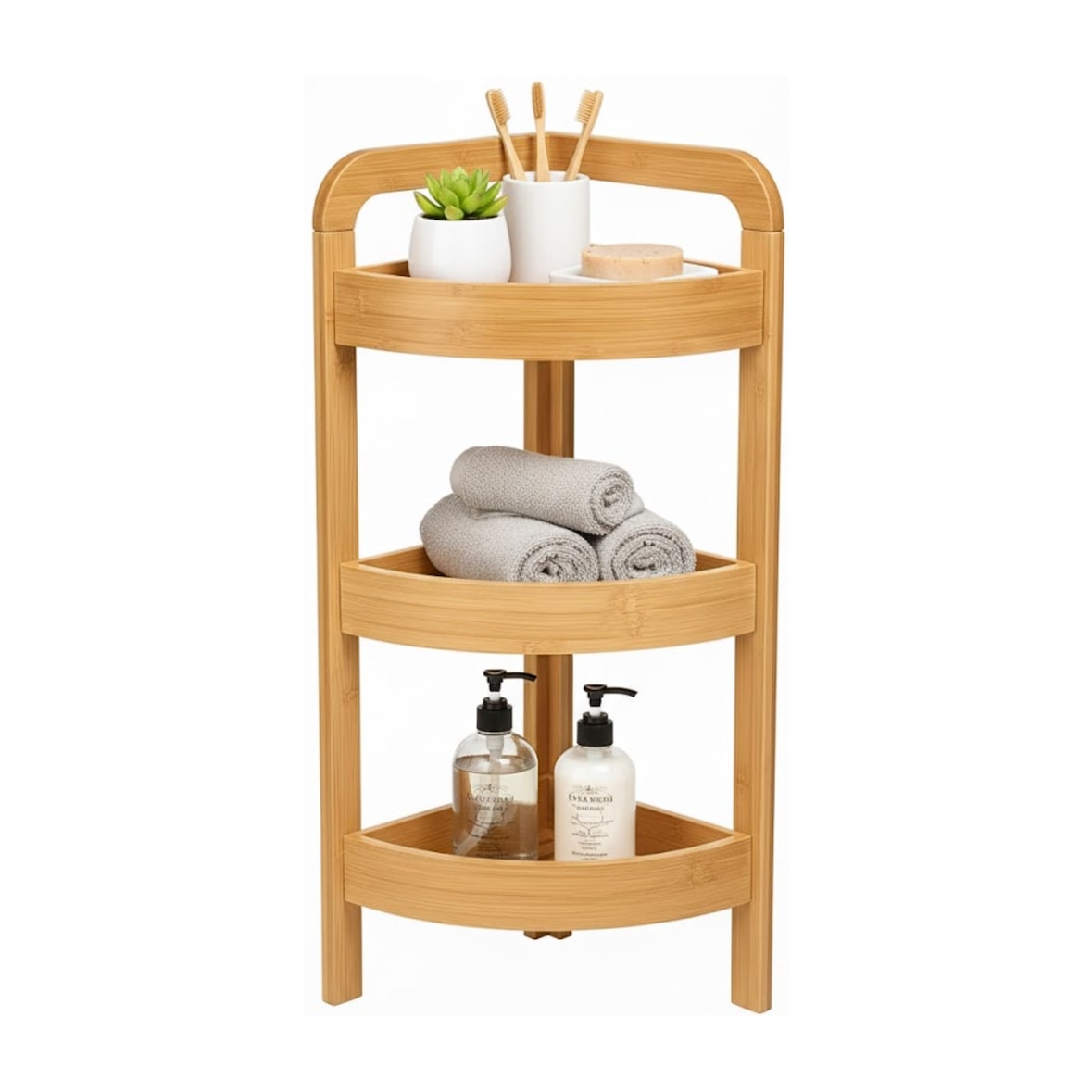 Estante de canto em bambu com 3 níveis Canoply 61x23x23cm Natural Thinia Home