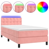 thumbnail of vidaXL Boxspringbett mit Matratze & LED Rosa 90x200 cm Samt