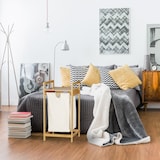 thumbnail of Relaxdays Wäschekorb Bambus, Wäschesammler mit Ablage, ausziehbar, eckig, tragbare Wäschebox, 30 Liter Innensack, natur