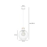 thumbnail of Sospensione 1 Luce Morgana Paralume A Gabbia In Acciaio Bianco E Legno Naturale
