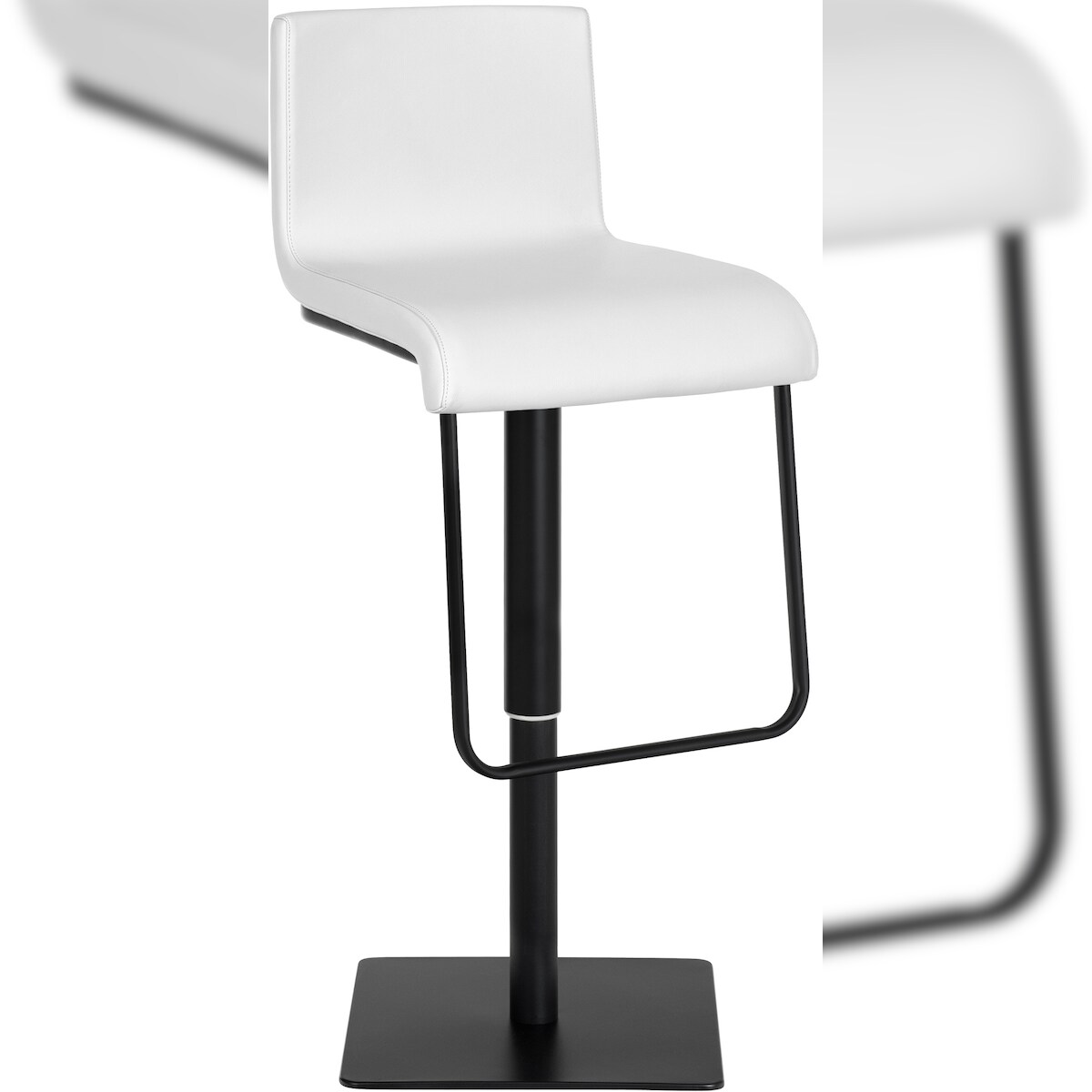 DELUKE Barhocker BITOR - Kunstleder Weiß 39x46x80 cm Schwarz | Barstuhl Höhenverstellbar Mit Lehne Drehbar Tresenhocker Tresenstuhl Kneipenhocker