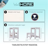 thumbnail of WellHome - Taburete escalera 2 peldaños fabricado en madera-acabado en blanco 32x23x40 cm