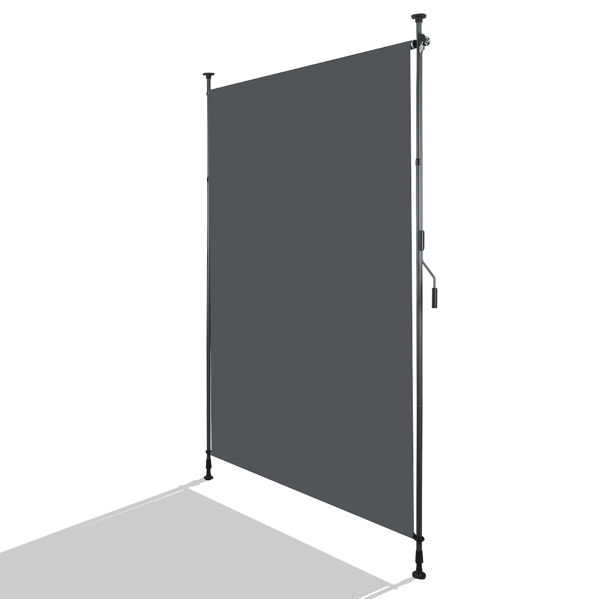 Vertikalmarkise Polyester dunkelgrau, höhenverstellbar 220-310 cm, mit Handkurbel, ohne Bohren