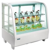 thumbnail of Vitrina refrigerada con 2 puertas, 2 estantes, plástico/cristal, 67,5 x 68,2 x 45 cm, refrigeración por aire, 100L, blanca, Polar CC666