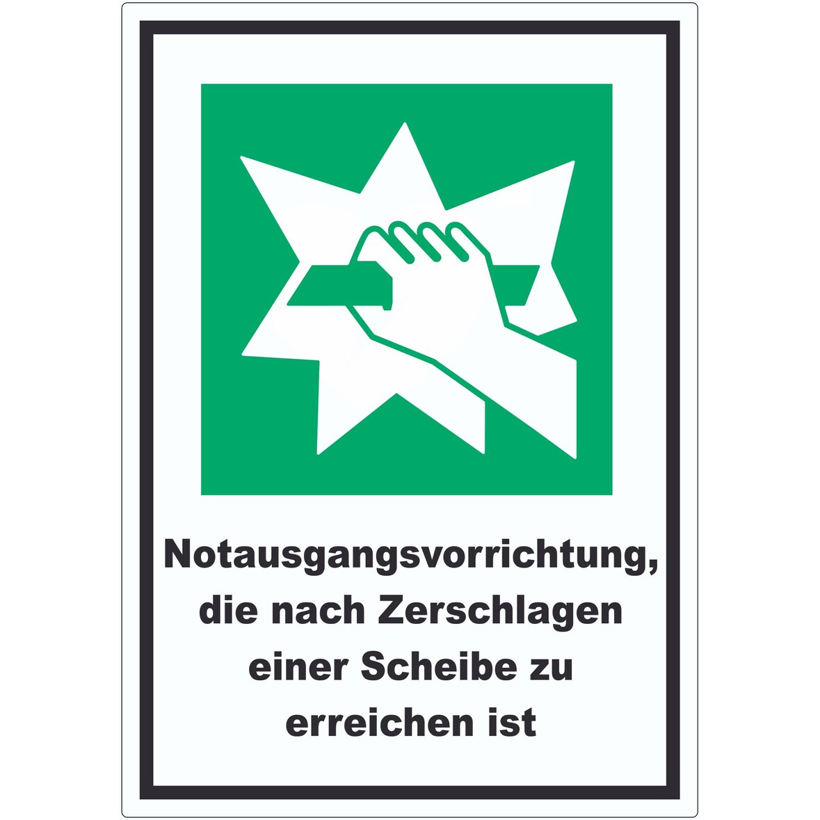 Notausgangsvorrichtung die nach Zerschlagen einer Scheibe zu erreichen ist Aufkleber A0 (841x1189mm)