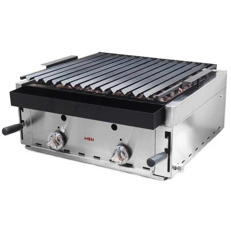 MBH - Gasbarbecue met lavasteen 60 cm economisch voor horeca. Geëmailleerde grillbarbecue voor bar, restaurant.