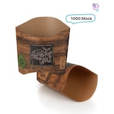 thumbnail of Pommes-Schütte 85 ml 1.000 Stk, to go, take away, kompostierbar, rustikales Holzmotiv, fett- und feuchtigkeitsabweisend