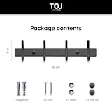 thumbnail of TOJ Living Perchero de pared – 8 ganchos – 30 cm – acero inoxidable – negro mate – colgador