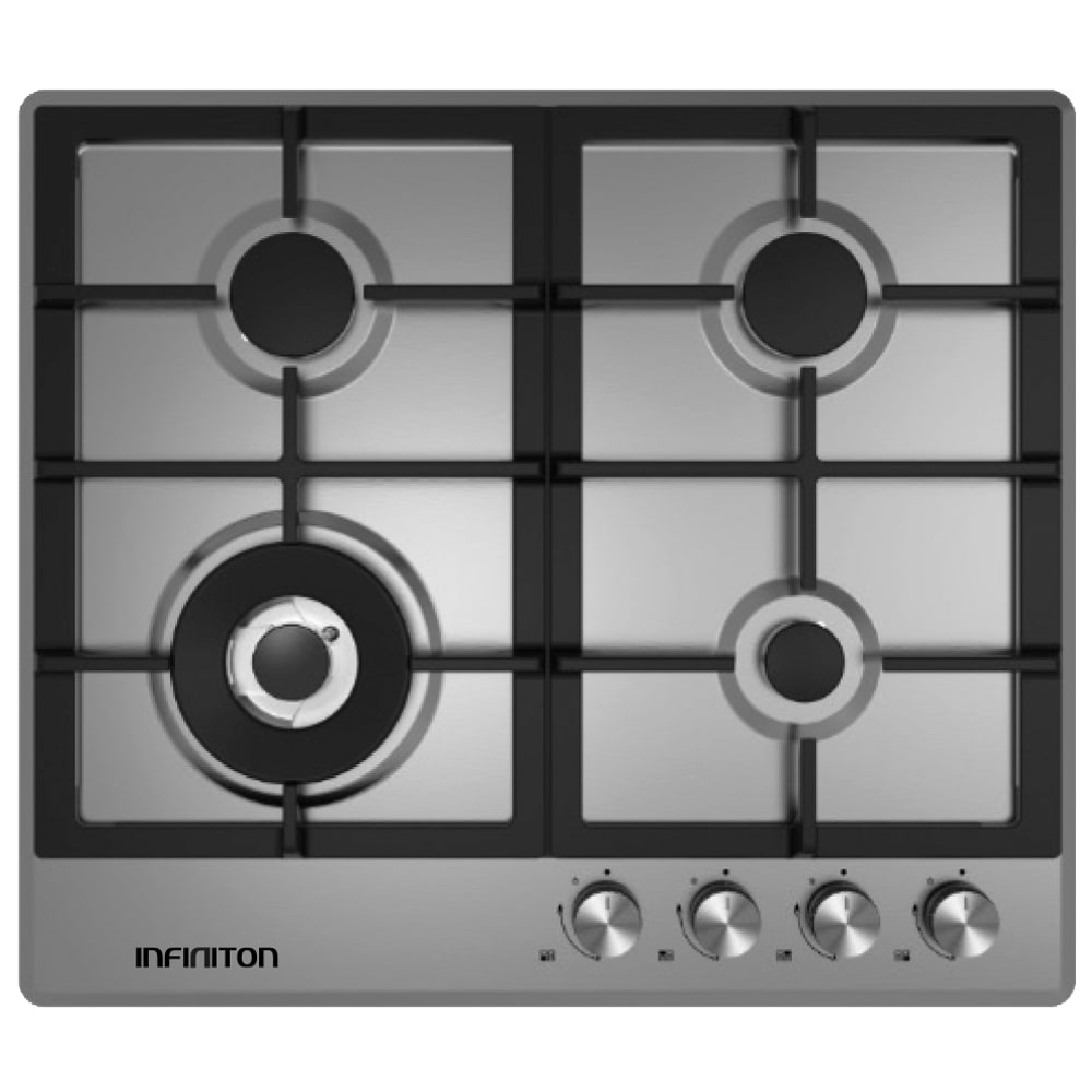Placa de Gas Infiniton GASDL4, Ancho 60 cm, 4 Zonas, Inox