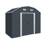 thumbnail of Cobertizo de jardín exterior 2,7 m² 238x132x198,5 cm caseta de exterior metálica con cerradura base estantes ajustables 2 puertas corredizas ventanas