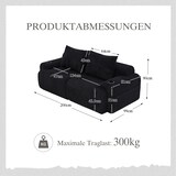 thumbnail of Kombinationssofa Cordstoff Schwarz 200x99x80 cm, 2-Sitzer modular mit Cupholder und Seitentasche