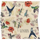 thumbnail of Gutscheinkarte DL 240g Graskarton Hummingbirds and flowers 10+10 Stück