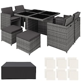 thumbnail of tectake Salon de jardin MANHATTAN 8 places avec 2 sets de housses + housse de protection, variante 2 - gris - 403846