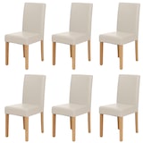 thumbnail of Juego de 6 sillas de comedor Silla de cocina Littau ~ polipiel, blanca, patas claras