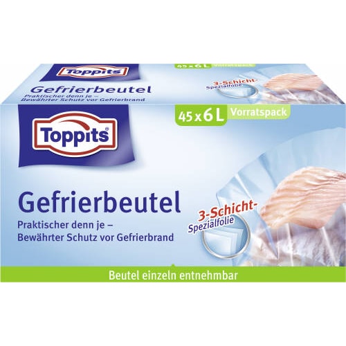 Toppits Gefrierbeutel, 29 x 47 cm, 6 L, 45 Stück