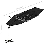 thumbnail of vidaXL Parasol 4-laags met aluminium paal 3x3 m zwart