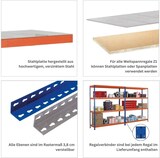 thumbnail of PROREGAL Weitspannregal mit Stahlpaneelen Z1 | HxBxT 198,1x245x62cm | 4 Ebenen | Fachlast 349kg | Blau/Orange/Verzinkt