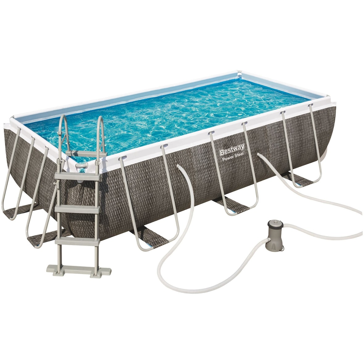 Piscine hors sol Rectangulaire BESTWAY 404x201x100cm - Structure Anticorrosion, Liner Triple Épaisseur, Pompe Échelle Incluses