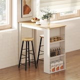 thumbnail of HOMCOM mesa de bar mesa de bistró mesa de comedor mesa alta con 3 estantes laterales y estructura de madera carga 50 kg 112x57x106 cm blanco