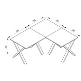 thumbnail of VCM Schreibtisch Lona Silber / Weiß H. 76 x B. 160 x T. 160 cm